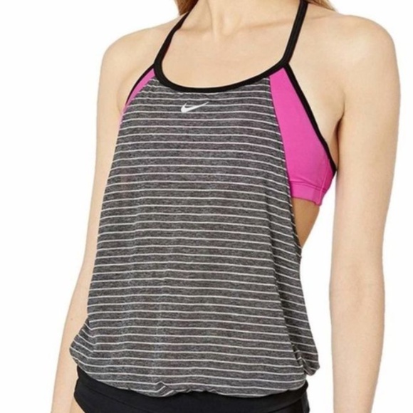 Nike Swim Tank Tops Bundle (2) Striped Sporty Racerback, size Medium - Picture 5 of 13